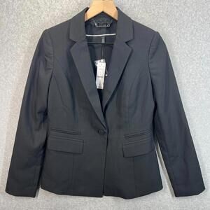 WHITE HOUSE BLACK MARKET WHBM Lace Trim Black Blazer Womens 2 NWT $160 Career